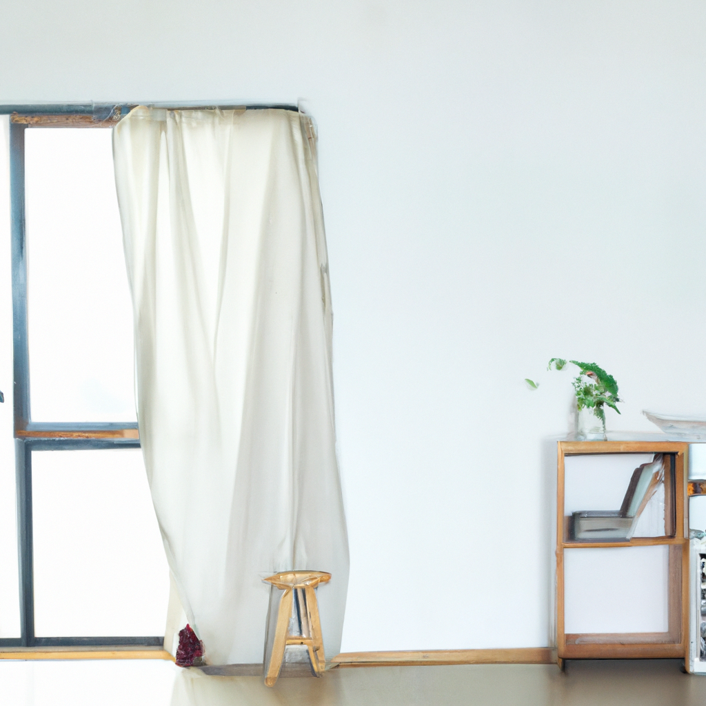 자연광이 들어오는 미니멀 화이트 포토 스튜디오 인테리어, 나무 바닥과 깔끔한 배경