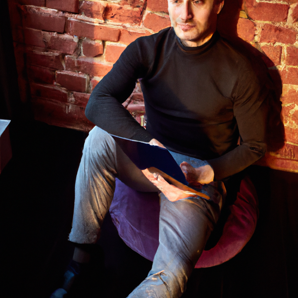 밝은 로프트 스튜디오에서 스케치북을 든 크리에이티브 디렉터